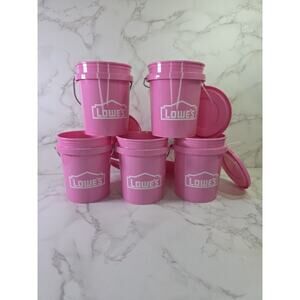 PINK! Lot Of 5 Lowe's 0.5-Quart BPA-Free Mini Paint Bucket With Lid